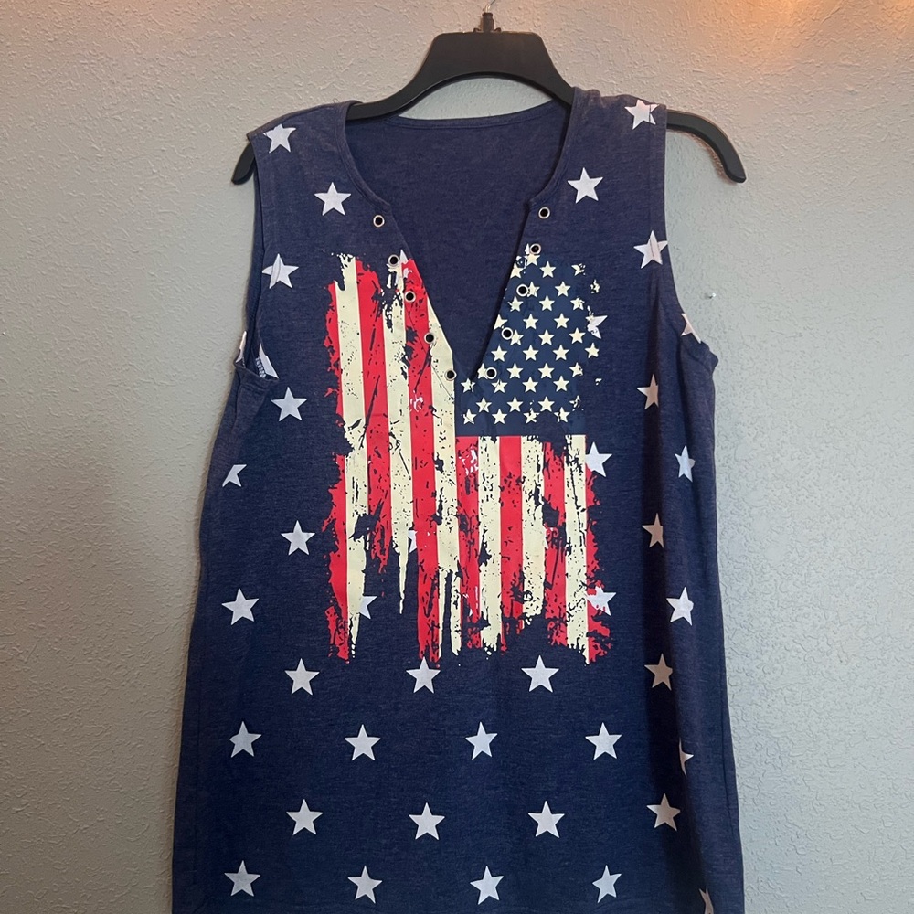 🎆Patriotic Stars and Stripes USA Flag Sleeveless Top